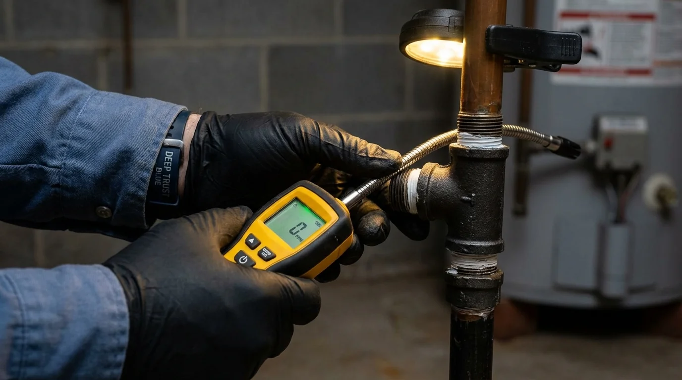 Gas leak detection with electronic sniffer by Johns Plumbing LLC in Toppenish